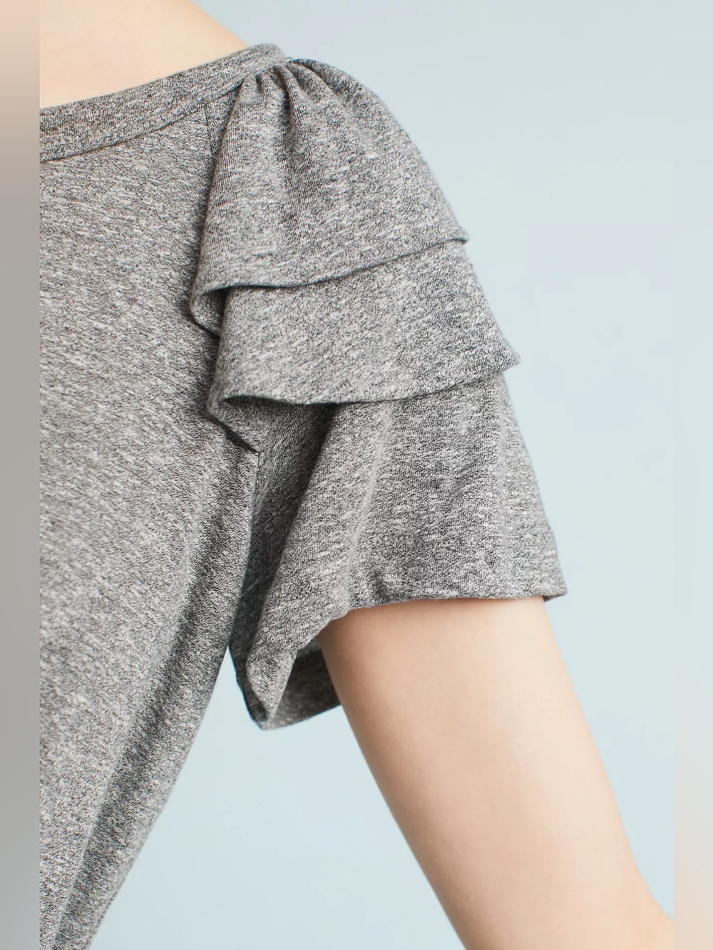 Current/Elliott The Ruffle Double Ruffle Tee | Heather Gray - Picture 4 of 7